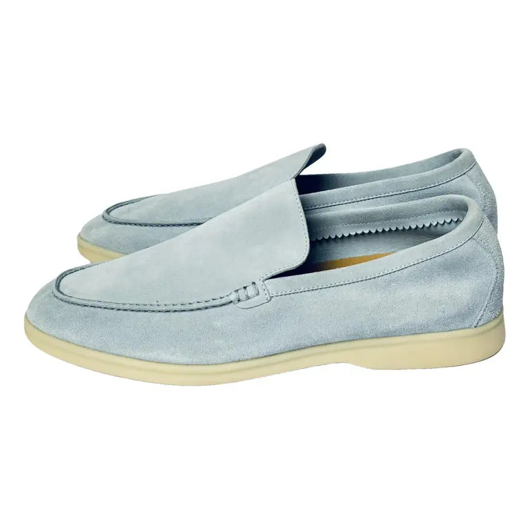 Loro Piana Men's Suede Leather Loafers – Pale Grey