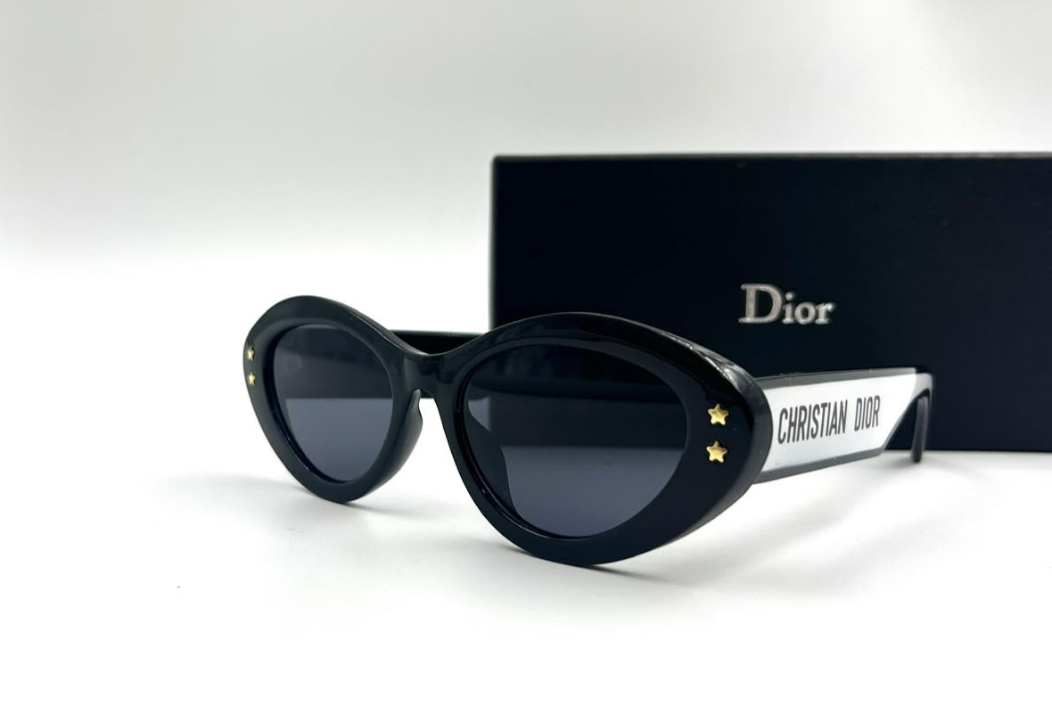 Christian Dior Style Black Oval Sunglasses for Women