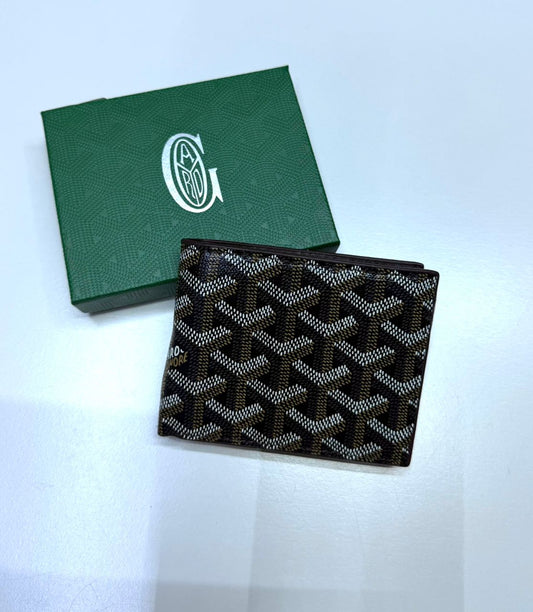 Chevron Canvas Goyard-Inspired Bifold Men Wallet