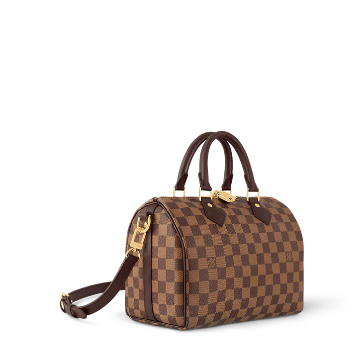 Louis Vuitton-Inspired Brown Damier Check Boston Bag