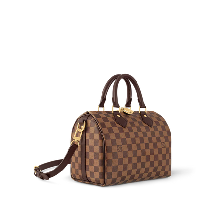 Louis Vuitton-Inspired Brown Damier Check Boston Bag