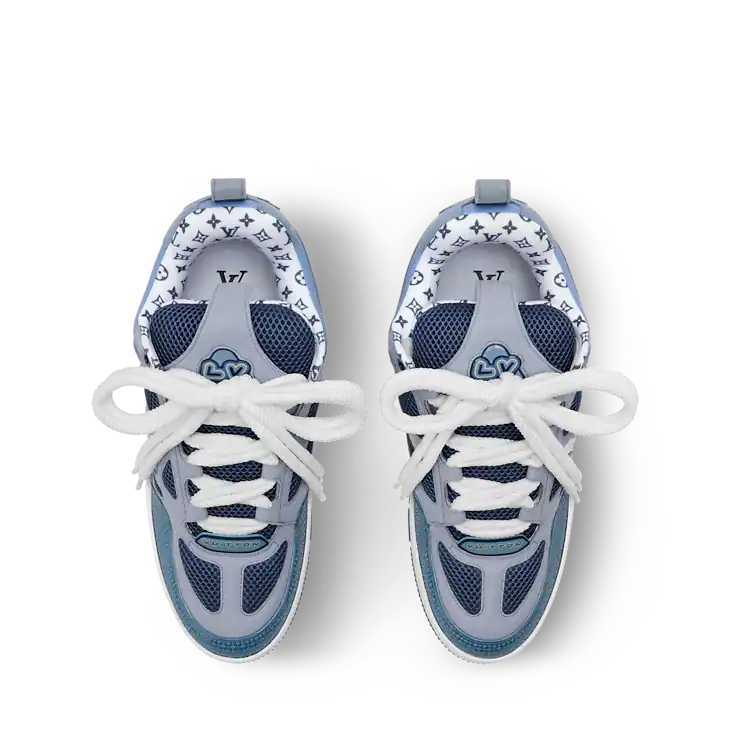 Grey & White LV-Inspired Flower Skate Sneakers