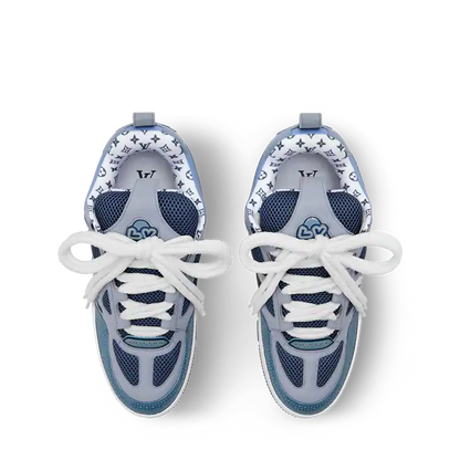 Grey & White LV-Inspired Flower Skate Sneakers