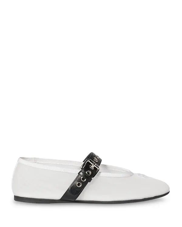 Miu Miu White Fabric Mary Jane Flats