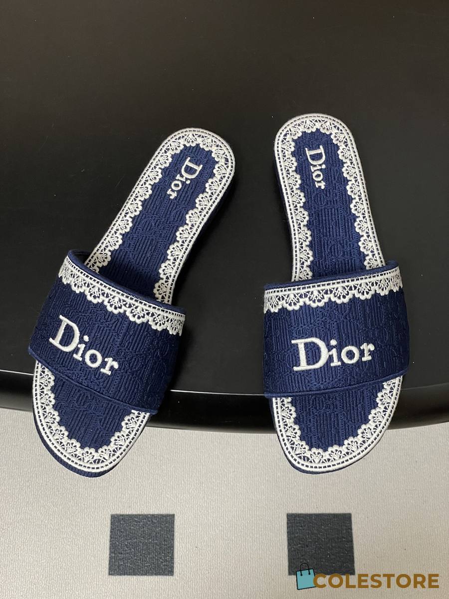 Christian Dior Women's Navy Blue Dway Slide Sandals