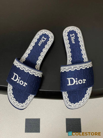 Christian Dior Women's Navy Blue Dway Slide Sandals
