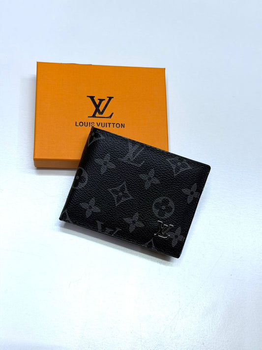 Black Monogram LV-Inspired Bifold Men Wallet