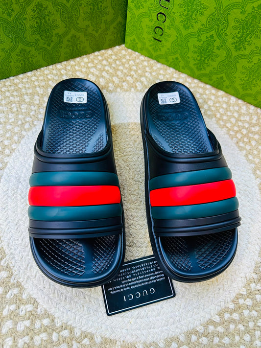 Gucci Men's Black Rubber Slide Sandals