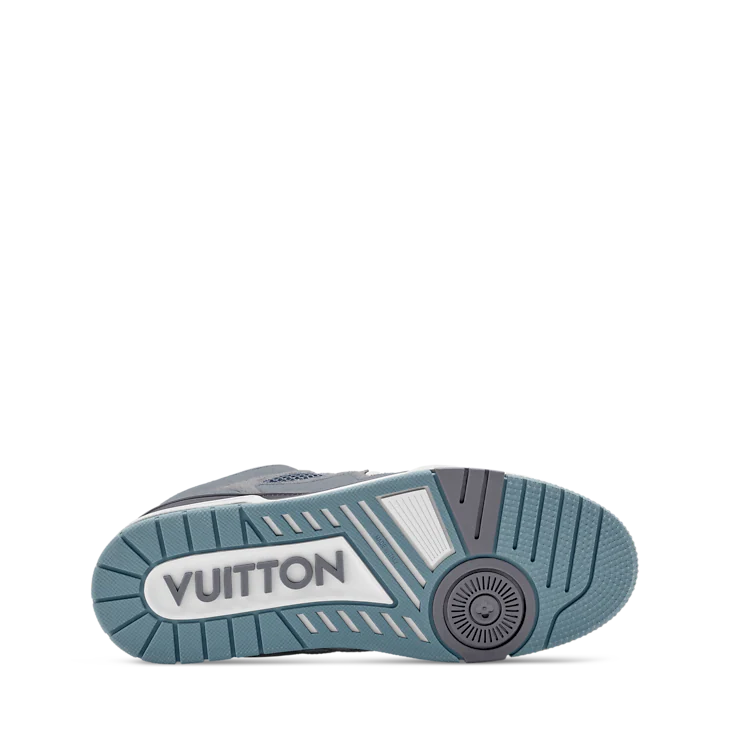 Grey & Steel Blue LV-Inspired Flower Skate Sneakers