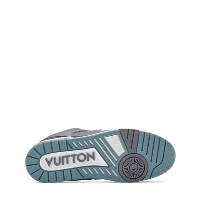 Grey & Steel Blue LV-Inspired Flower Skate Sneakers