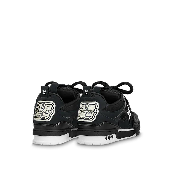 Black & White LV-Inspired Flower Skate Sneakers