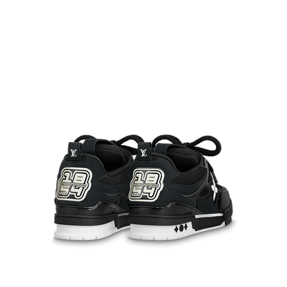 Black & White LV-Inspired Flower Skate Sneakers