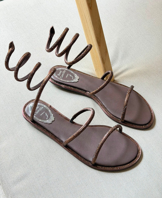 Rene caovlla Crystal Spiral Wrap Flat Sandal Bronze