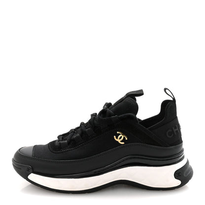 Chanel Mesh & Leather Platform Sneakers – Black & White