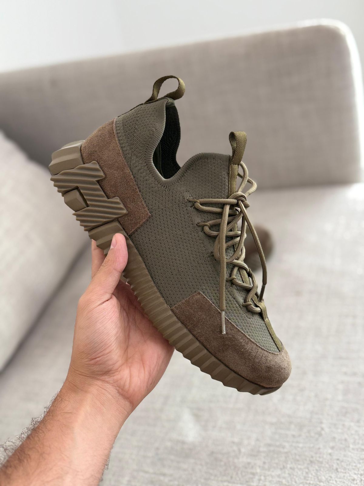 Lift Slip on Hermes Sneaker 
Olive Green