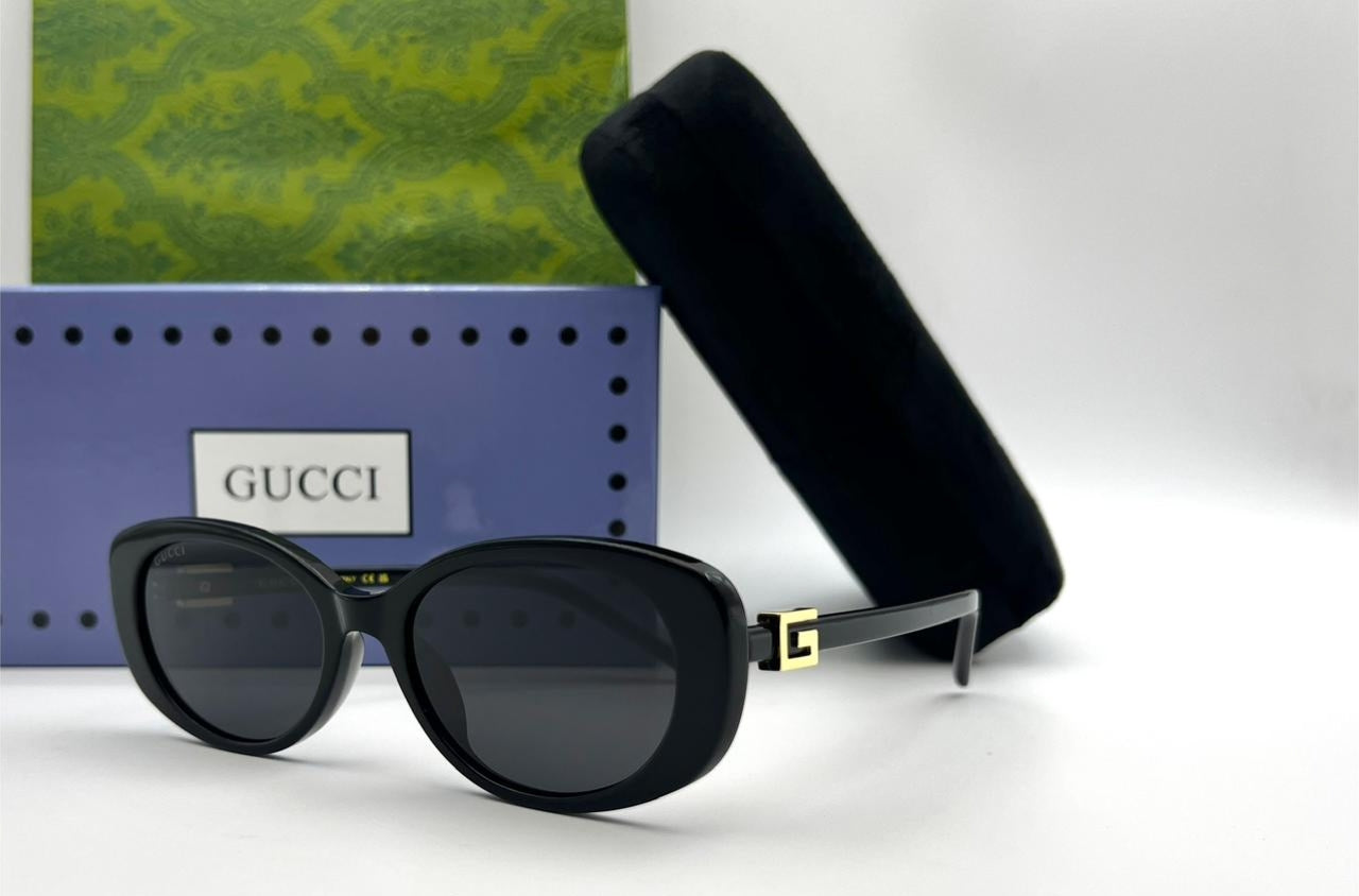 Gucci Inspired Black Oval Sunglasses