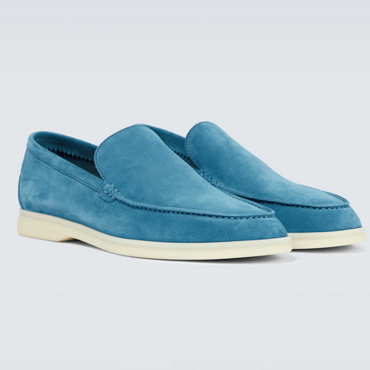 Loro Piana Men's Suede Leather Loafers – Denim Blue