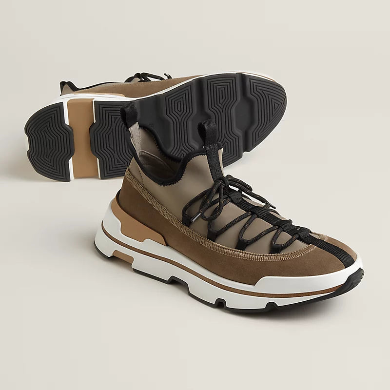 Hermes Men's Urban Trek Chunky  Sneakers-Taupe & Camel