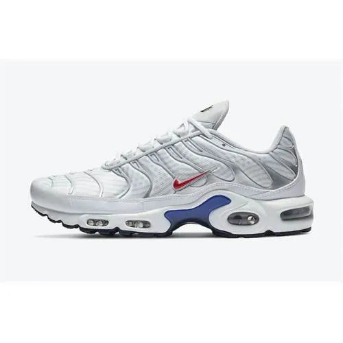 Nike Air Max Plus TN Sneakers – White Silver Wave Print Air Cushion Trainers