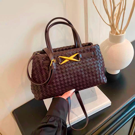 Espresso Woven Leather Bottega-Inspired Tote Bag