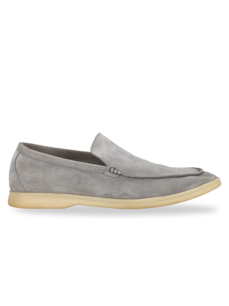 Loro Piana Men's Suede Leather Loafers – Taupe Grey