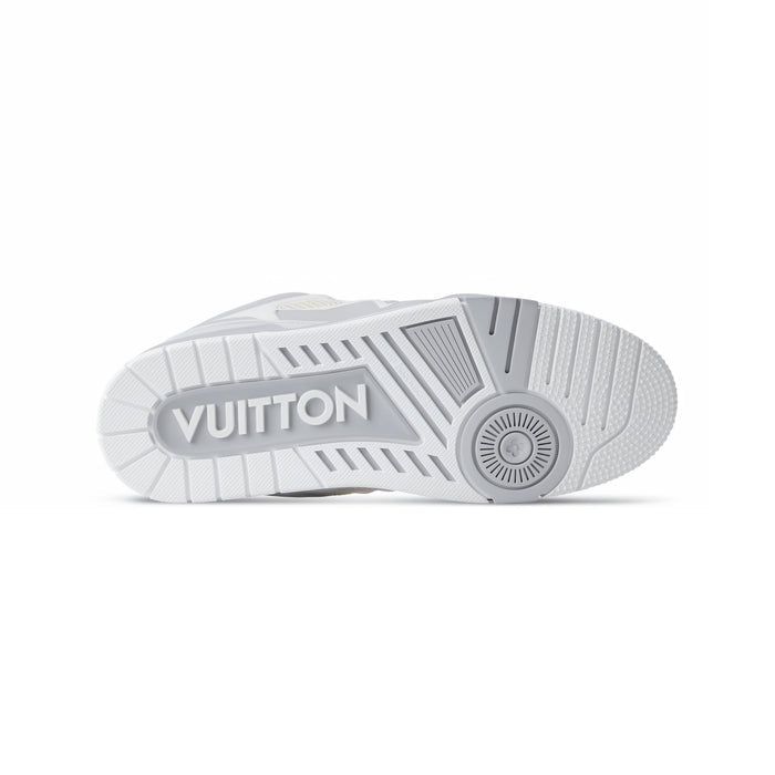 Lv Grey & White Flower-Cutout Skate-Inspired Sneakers