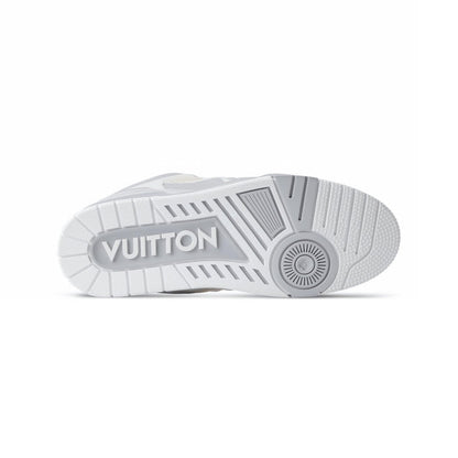 Lv Grey & White Flower-Cutout Skate-Inspired Sneakers