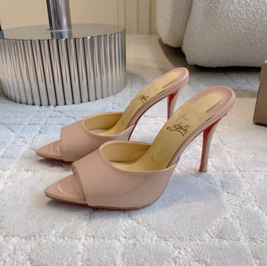 Christian Louboutin Women's Blush Pink Patent Leather Mule Sandals