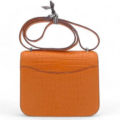 Hermès Constance-Inspired Orange Croc-Embossed Bag