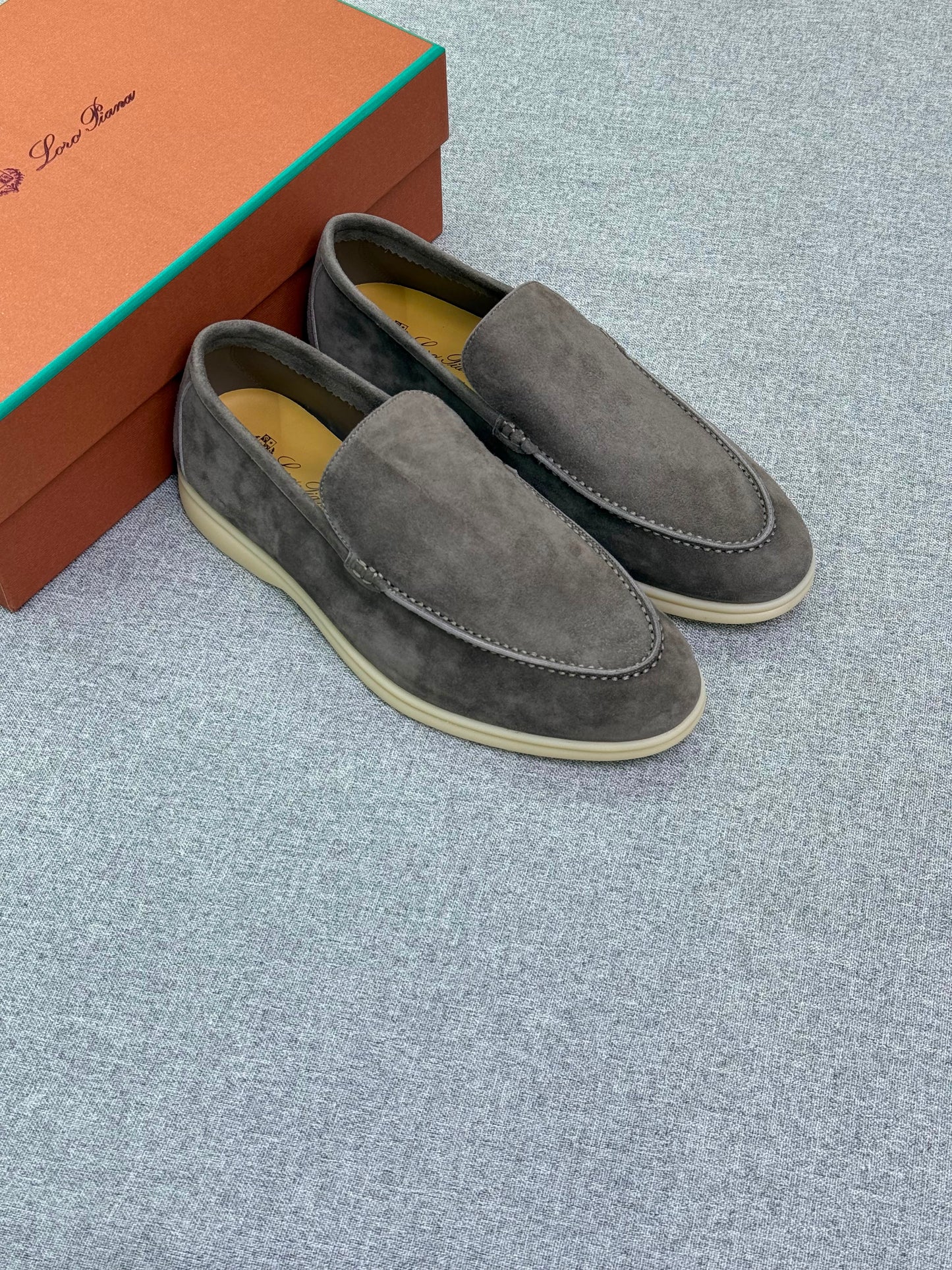 Loro Piana Men's-Summer Walk Suede Loafers - Charcoal Grey