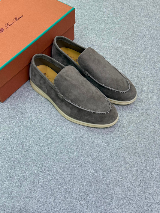 Loro Piana Men's-Summer Walk Suede Loafers - Charcoal Grey