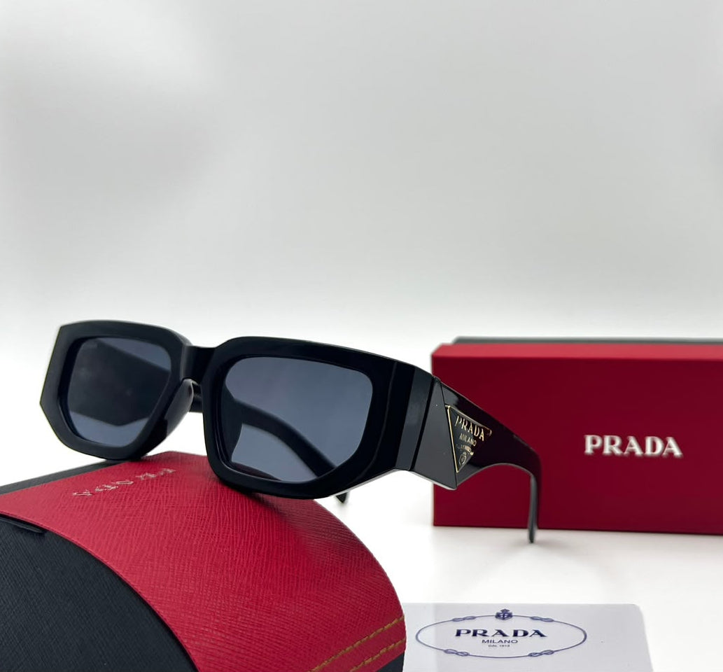 Prada Angular Square Sunglasses – Glossy black