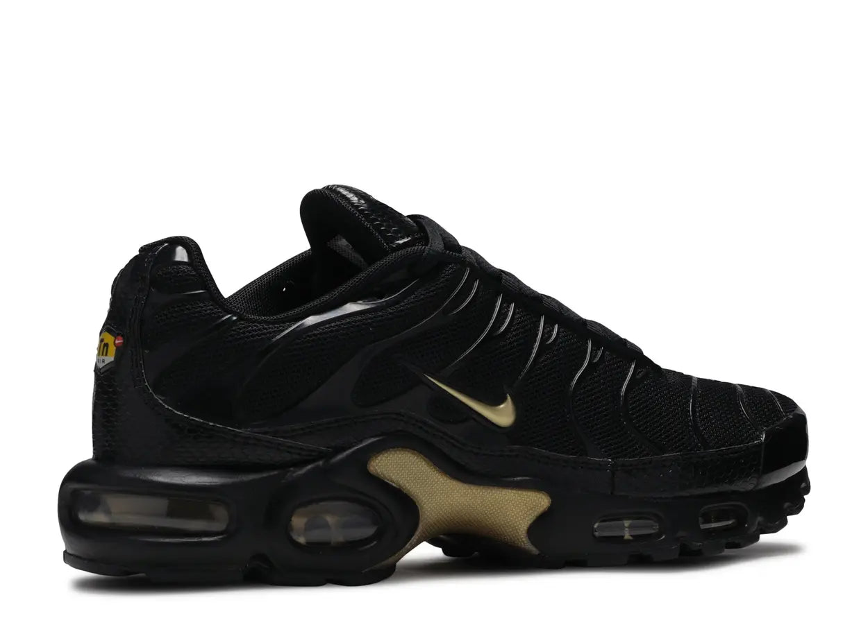 Nike Air Max Plus TN Sneakers – Triple Black Gold Swoosh