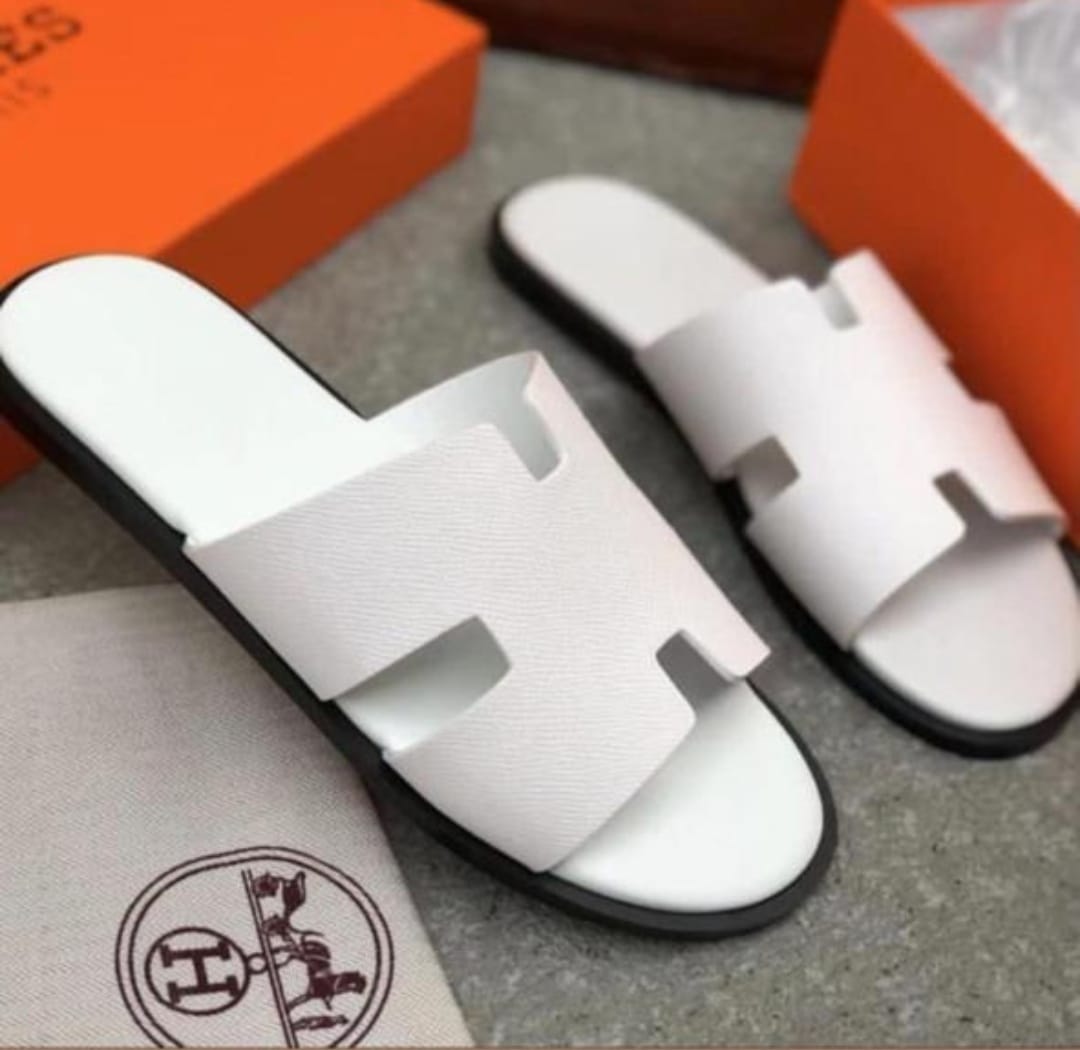 Hermès Izmir Sandal – White Epsom Calfskin