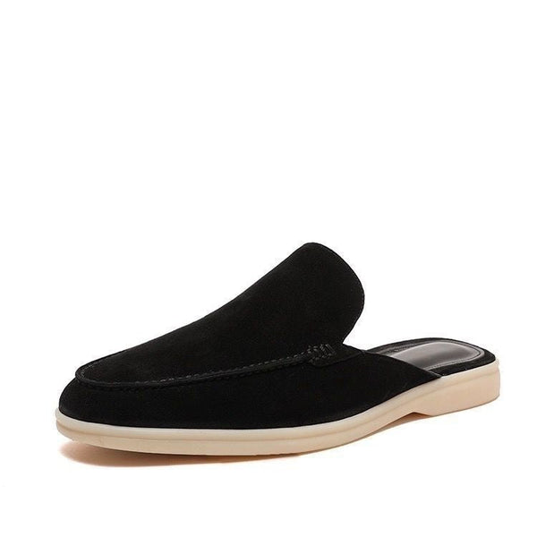 Loro Piana Men’s Summer Walk Suede Mule Loafers – Black