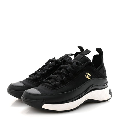 Chanel Mesh & Leather Platform Sneakers – Black & White