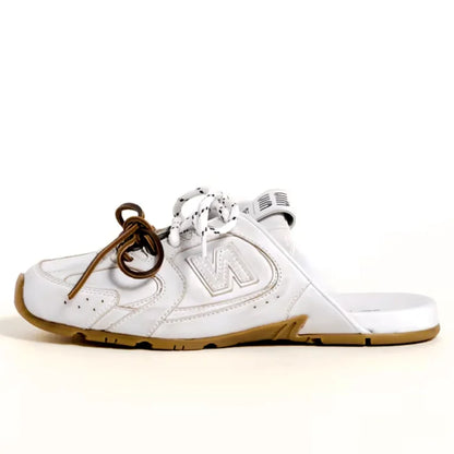 White New Balance X Miu Miu 530 SL Deco Calf Leather Mules