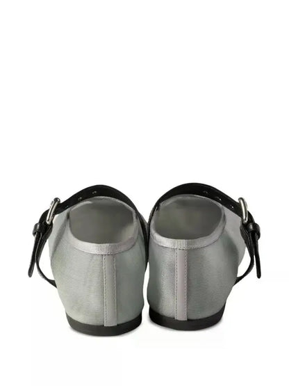 Miu Miu Grey Fabric Mary Jane Flats