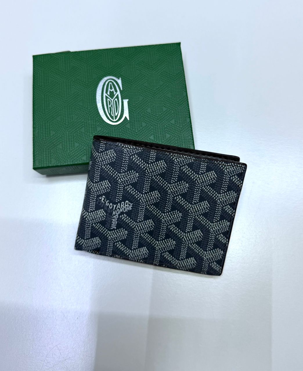 Black Chevron Canvas Goyard-Inspired Bifold Men Wallet
