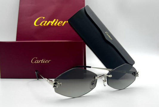 Cartier Inspired Rimless Geometric Sunglasses