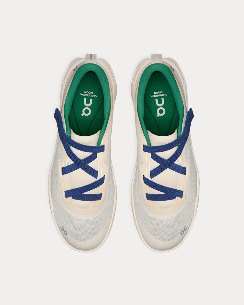 White On Running Slip-On Sneakers with Green Trim