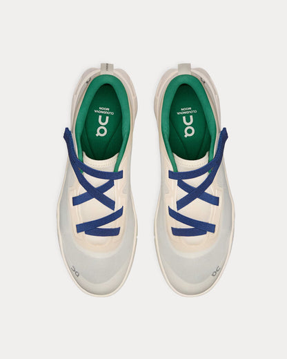 White On Running Slip-On Sneakers with Green Trim