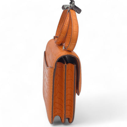 Hermès Constance-Inspired Orange Croc-Embossed Bag