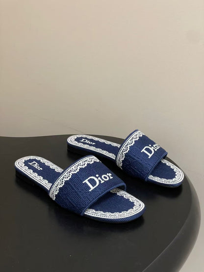 Christian Dior Women's Navy Blue Dway Slide Sandals