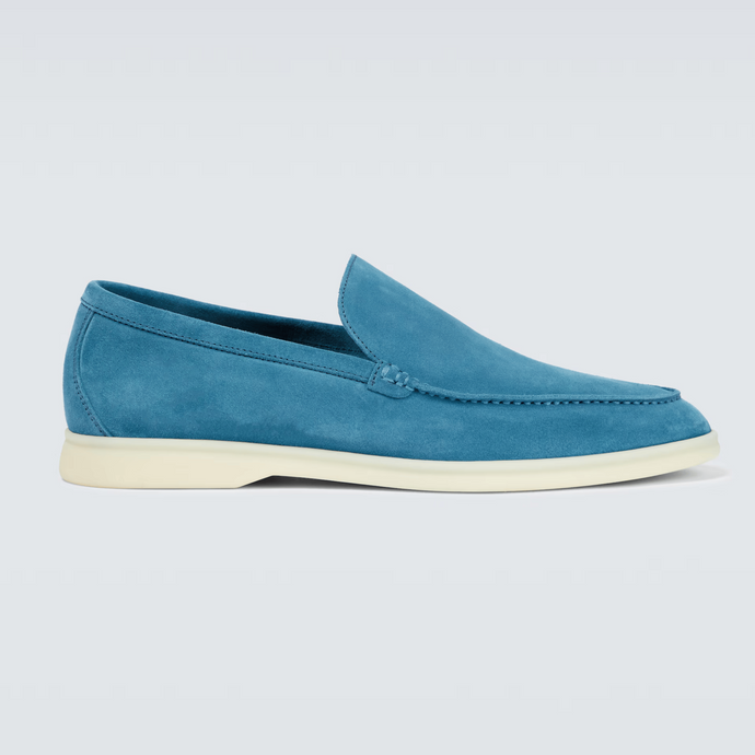Loro Piana Men's Suede Leather Loafers – Denim Blue