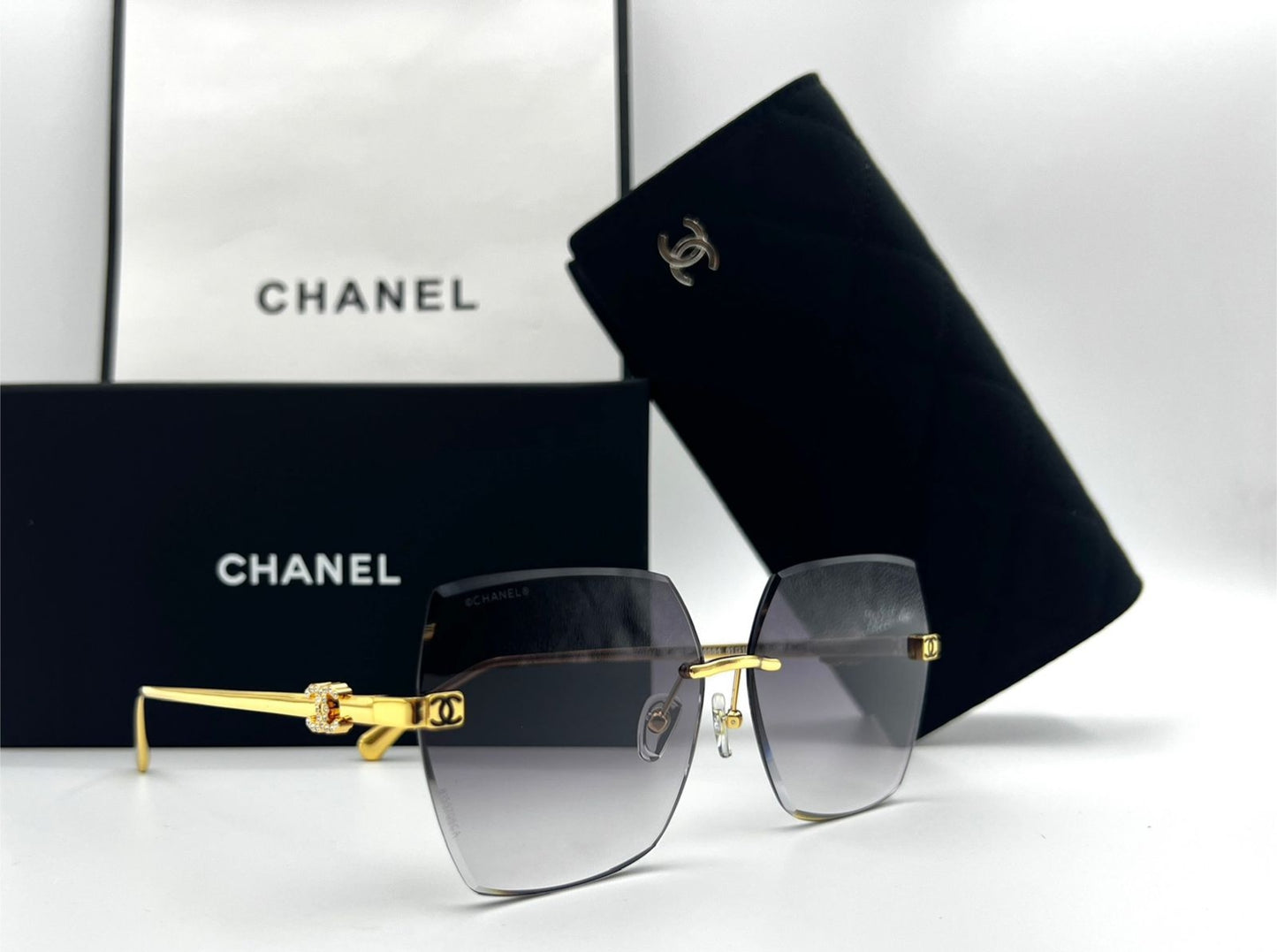 Chanel Rimless Oversized Square Sunglasses