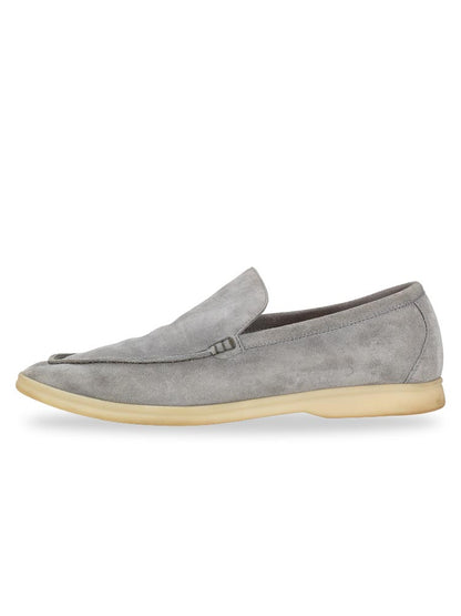 Loro Piana Men's Suede Leather Loafers – Taupe Grey