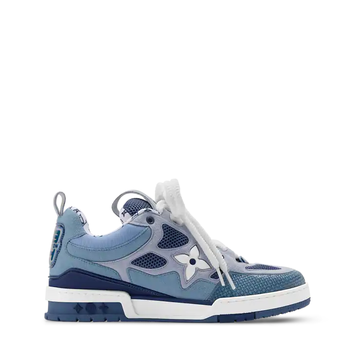 Grey & White LV-Inspired Flower Skate Sneakers