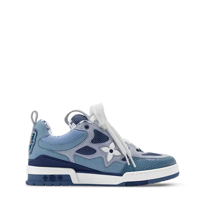 Grey & White LV-Inspired Flower Skate Sneakers