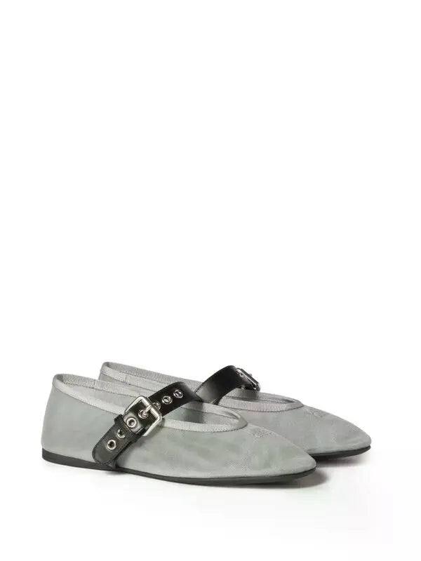 Miu Miu Grey Fabric Mary Jane Flats
